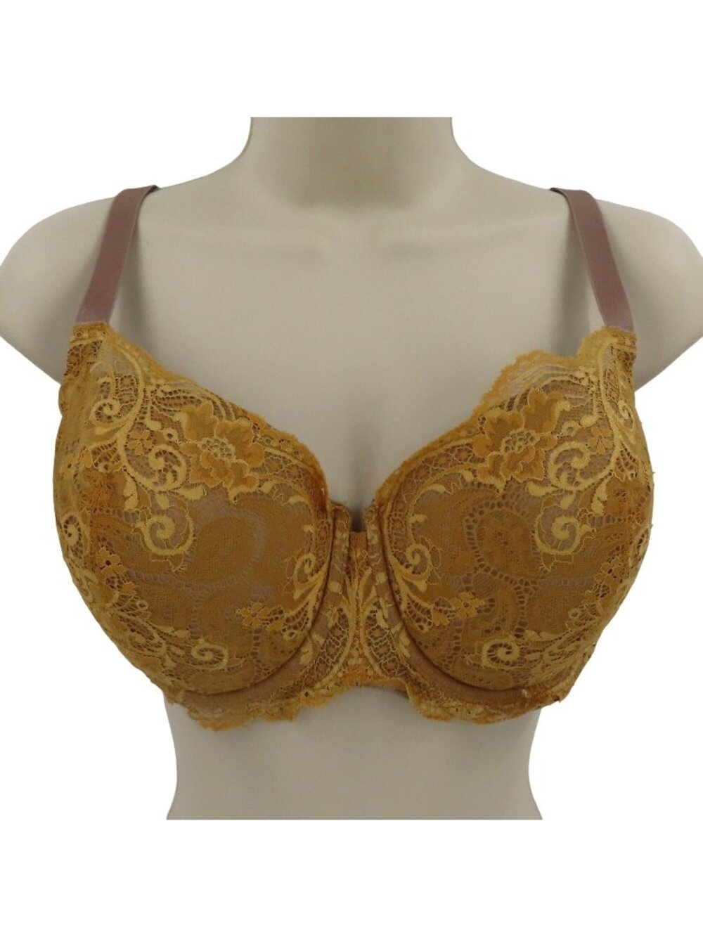Thirdlove 36E Bra 24/7 Lace Balconette Bra Yellow Tan Underwire Lined Nylon